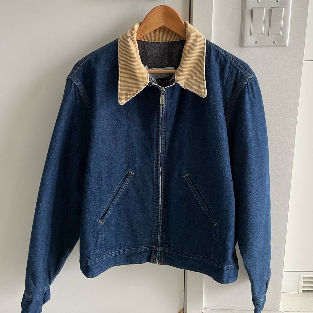 vintage denim jacket Cream Collar mens medium